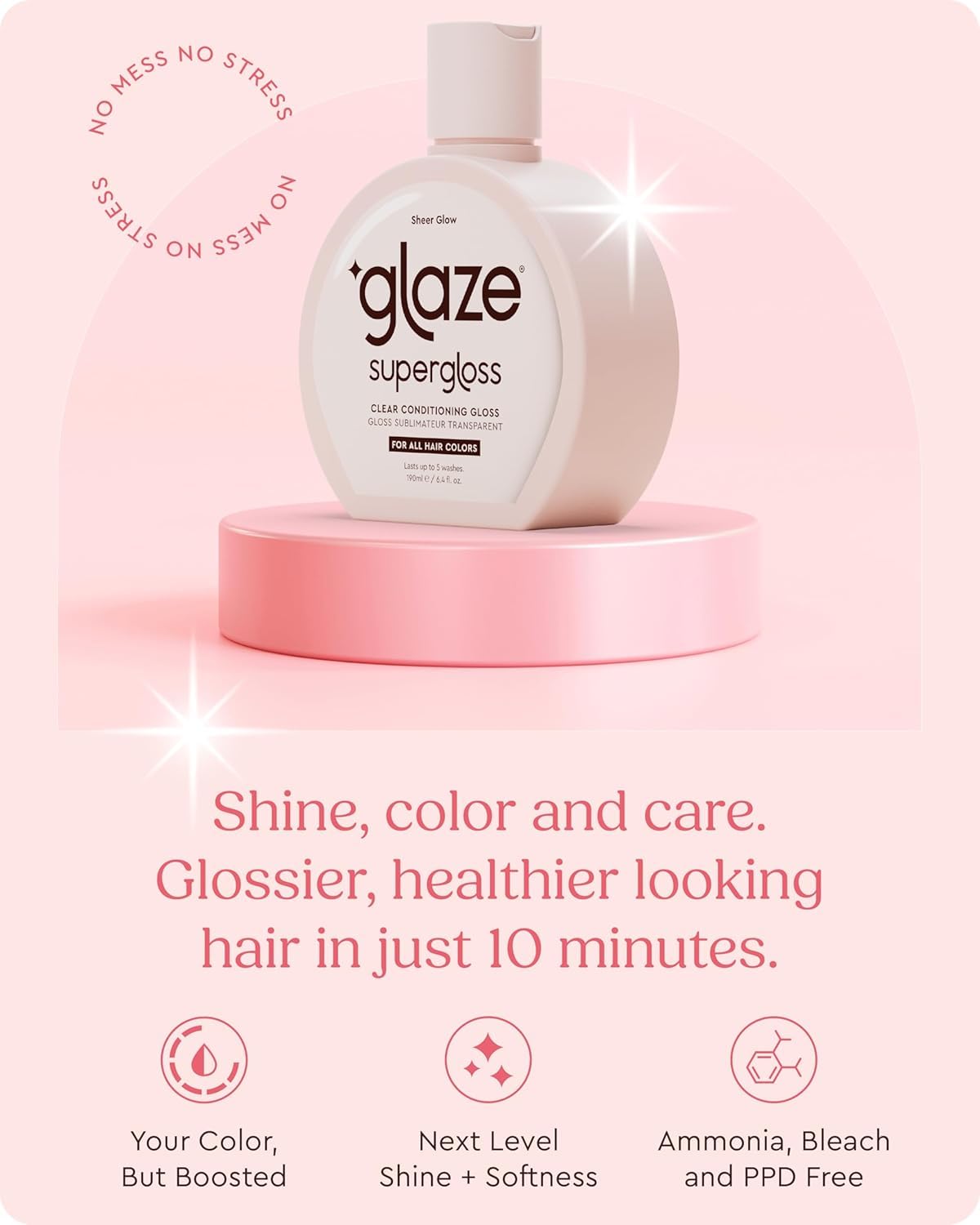 Glaze Supergloss Sheer Glow Clear Hair Gloss Mini – Smooths, Lightweight, Adds Mirror Shine & Improves the look of Damaged Hair – Travel Size 1.7 oz glazeAu supplements