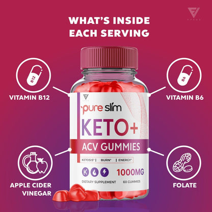 (5 Pack) Pure Slim Keto ACV Gummies, Pure Slim Keto ACV Gummies Advanced Weight Loss FyvusUS supplements