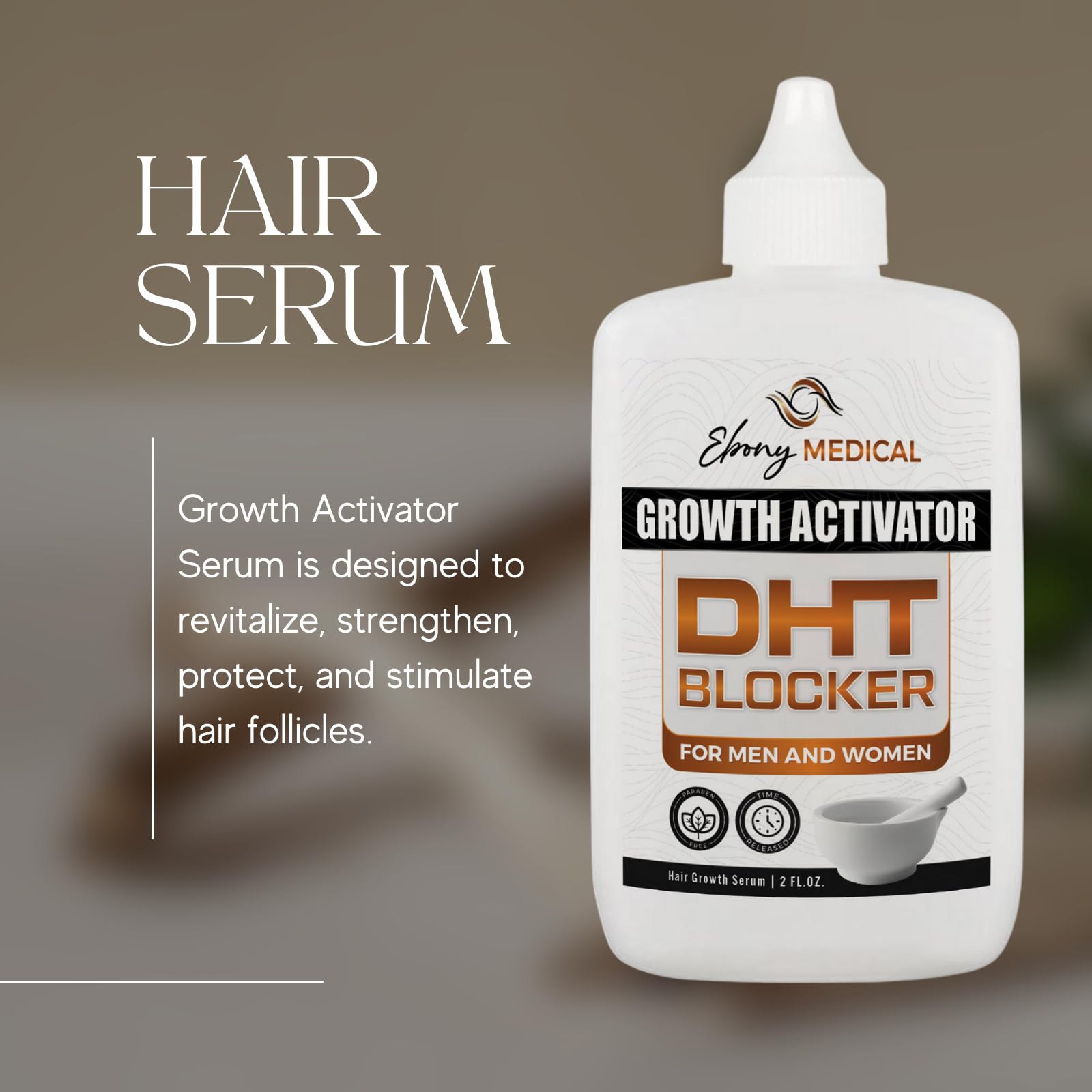 Ebony Medicals DHT Blocker Hair Growth Serum - Hair Loss Supplement, Supports Natural Regrowth Natural CurvesAu supplements
