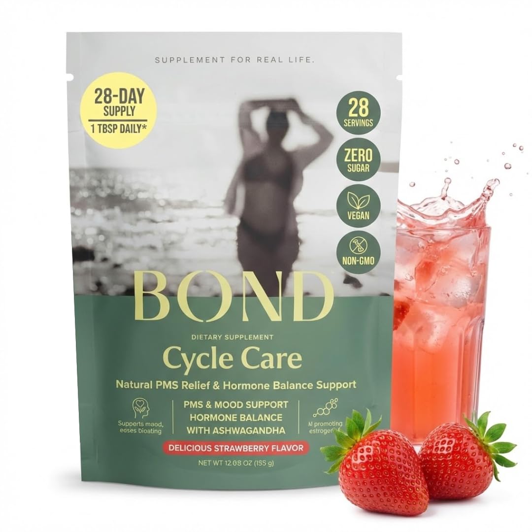 BOND Cycle Care – PMS Support Supplement & Hormone Balance for Women – Cortisol Reducer with Ashwagandha, L-Tryptophan, Magnesium, Turmeric Extract & Glutathione for Mood & Cycle Relief, 28 Servings BONDAu supplements