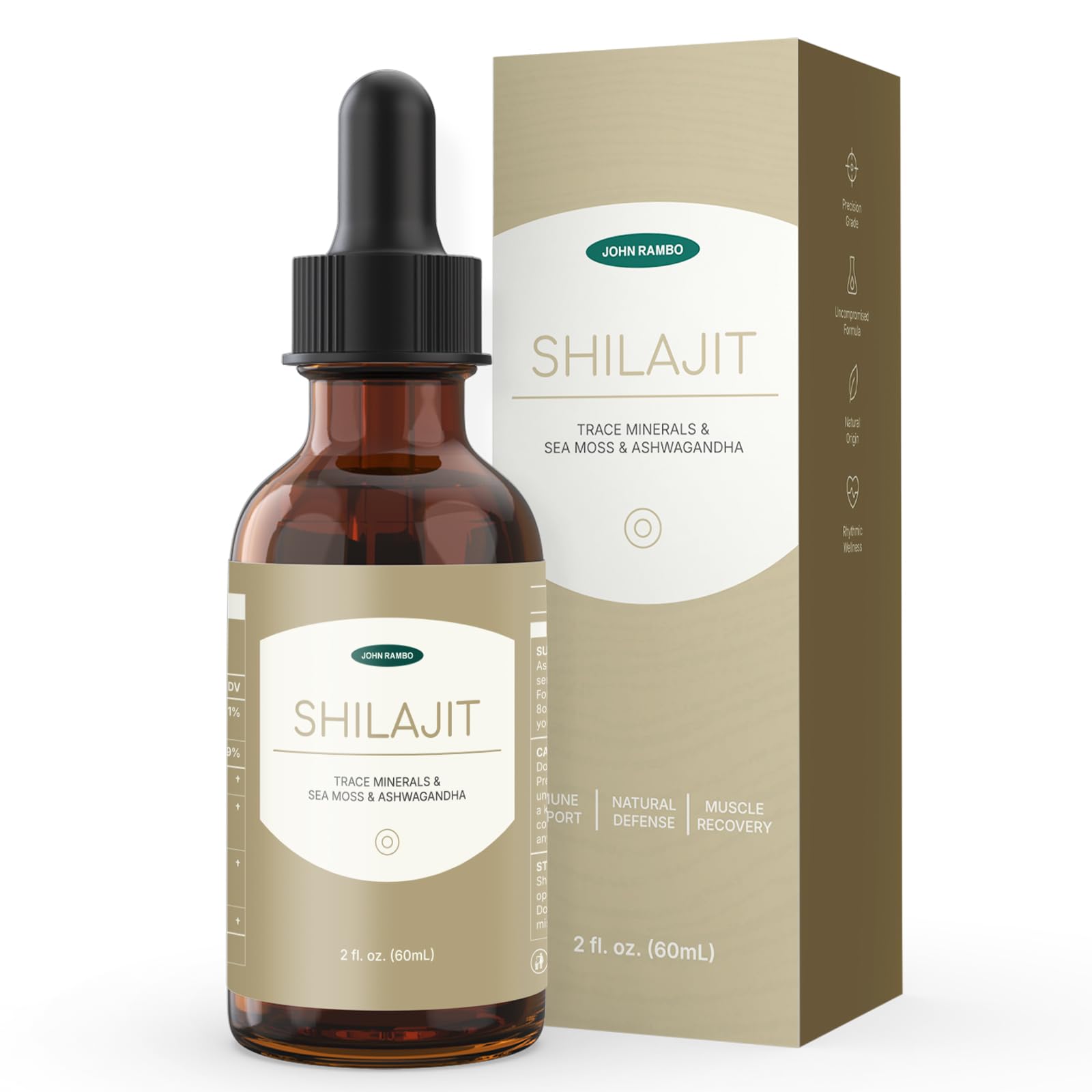 JOHN RAMBO Shilajit Liquid Drops with Sea Moss, Ashwagandha, Zinc, and Magnesium – Liquid Multimineral Supplement for Women and Men – Terra Mineral JOHN RAMBOAu supplements