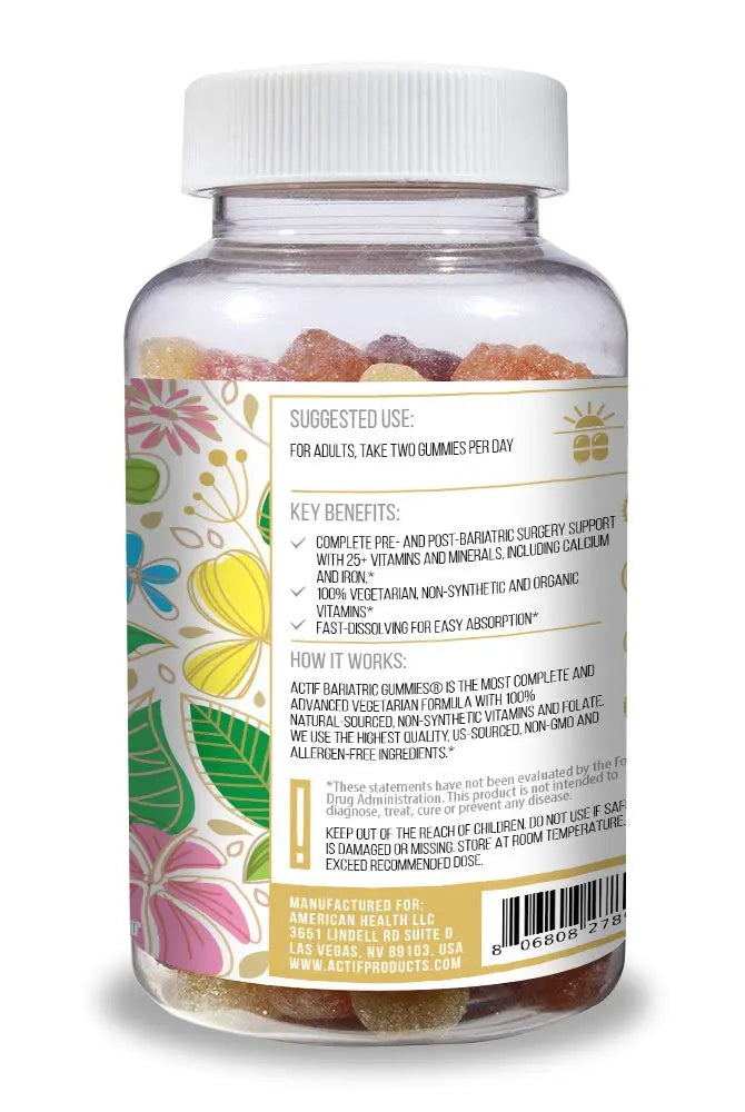 ACTIF Organic Bariatric Gummies with 25+ Organic Vitamins and Minerals for Bariatric Surgery, Advanced Formula ACTIFAu supplements