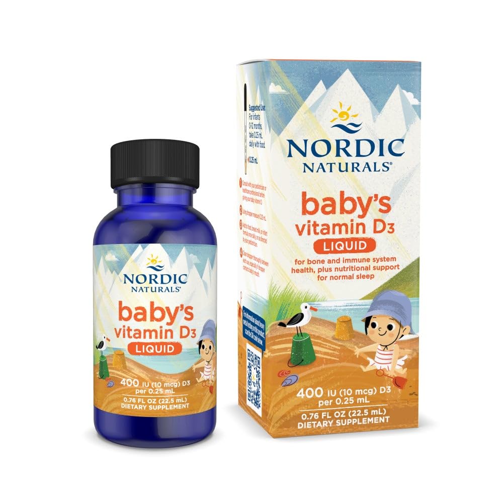 Nordic Naturals Baby’s Vitamin D3, Unflavored - 0.76 oz - 400 IU Vitamin D3 - Healthy Bones, Immune System Support, Normal Sleep Rhythms - Non-GMO, Certified Vegetarian - 90 Servings Nordic NaturalsAu supplements