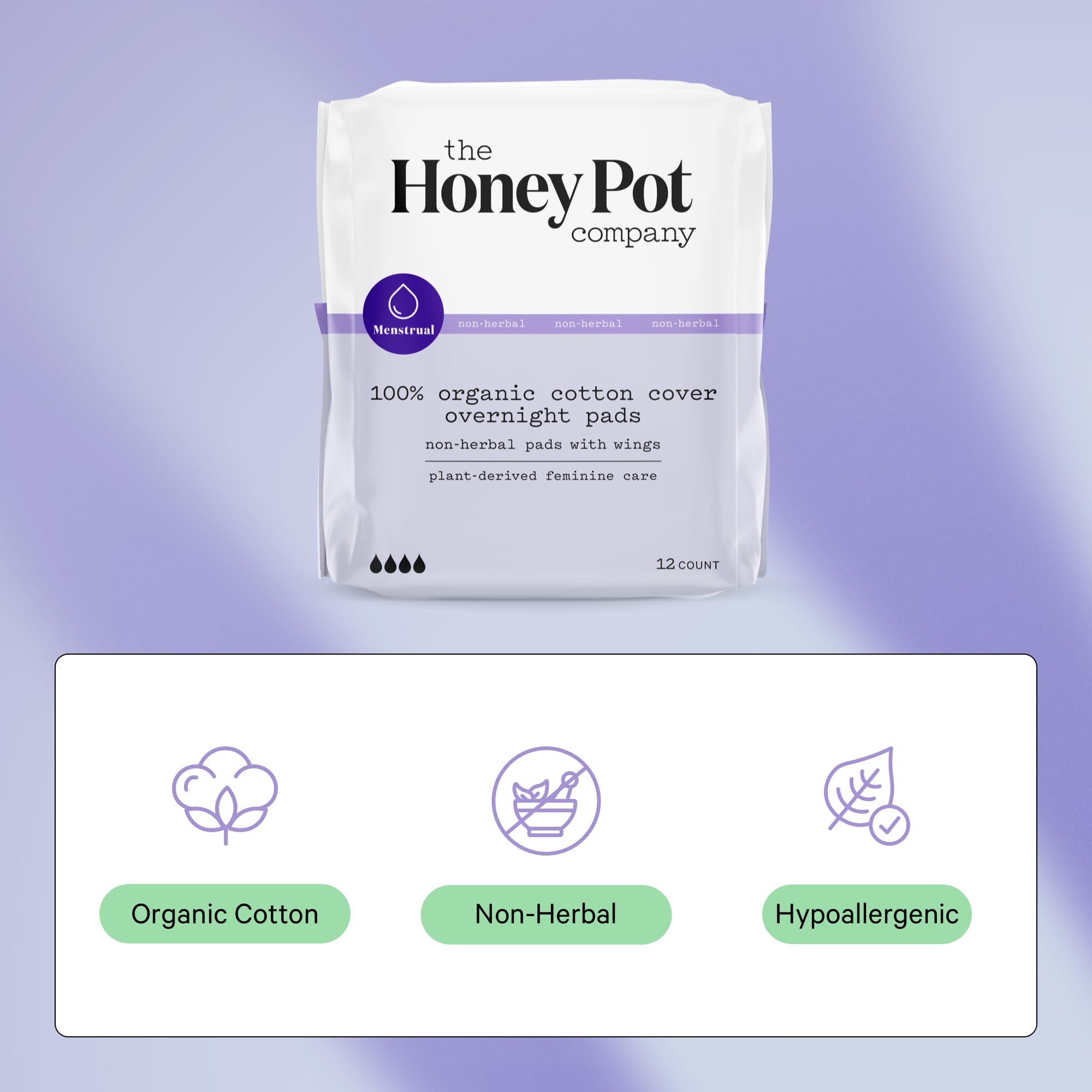 The Honey Pot Company - Non-Herbal Overnight Pads with Wings - Organic Pads for Women The Honey Pot CompanyAu supplements