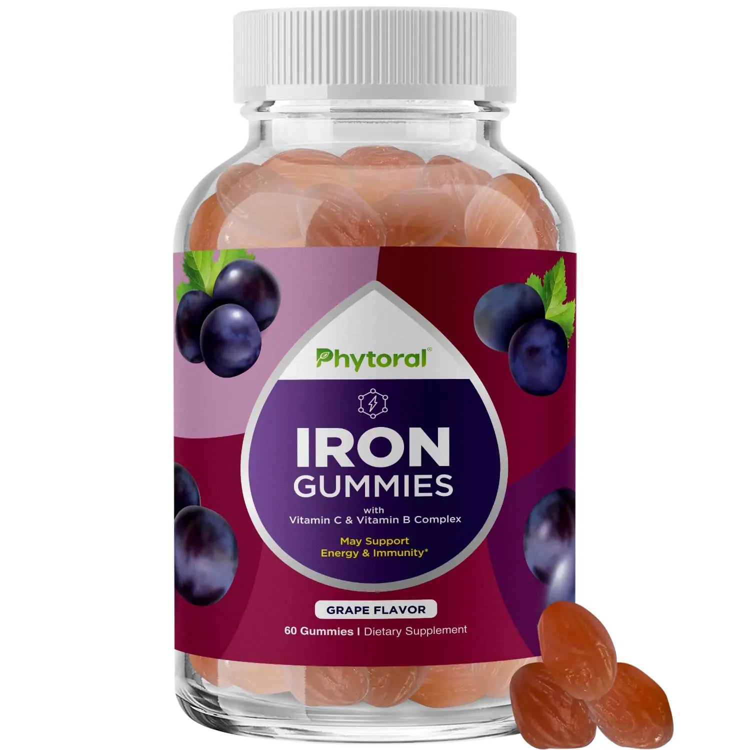 Natural Multivitamin Iron Gummies for Adults - Adult Gummy Vitamins with Iron and Energy Boost B Complex Vitamins PhytoralAu supplements