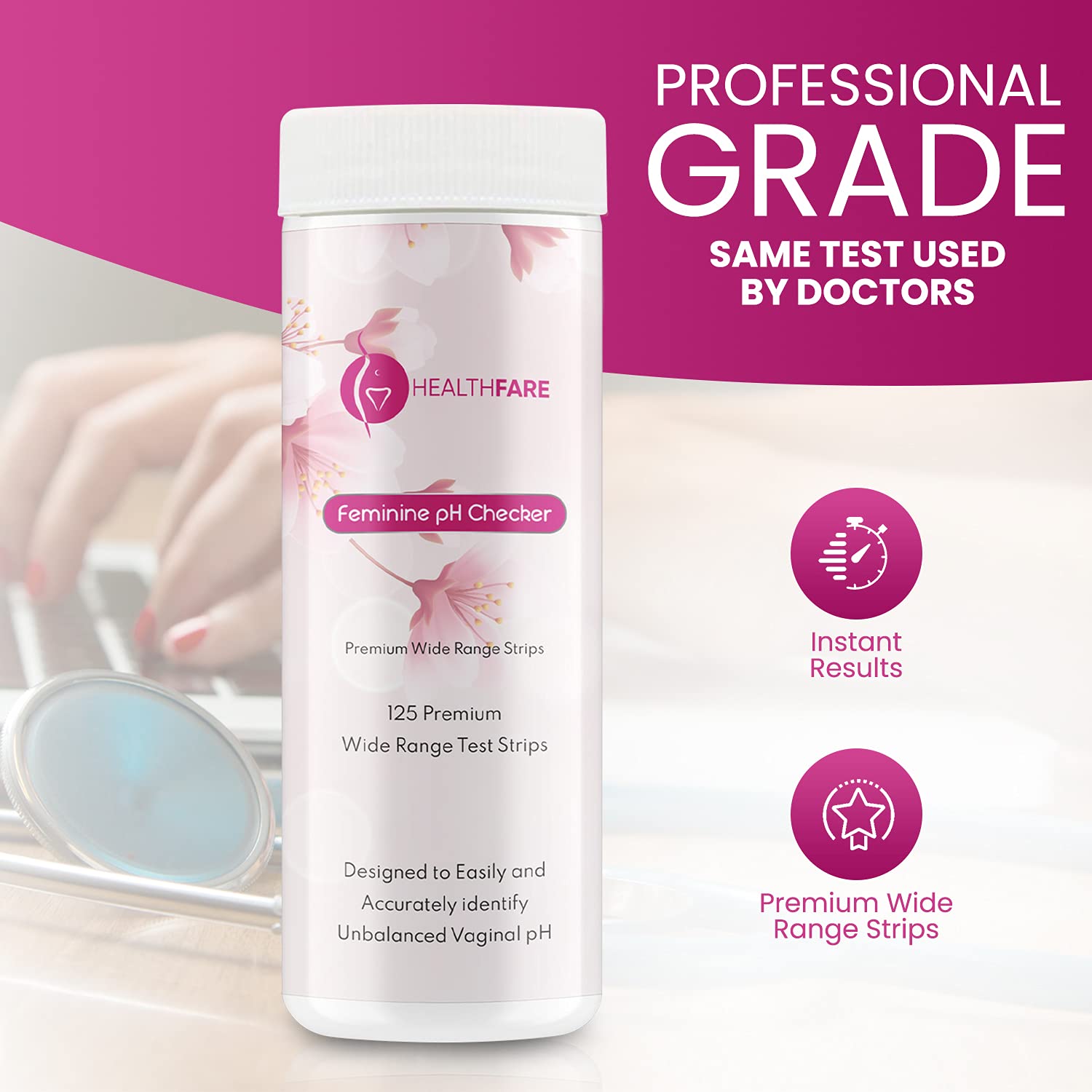 Healthfare Feminine pH Checker Test Strips to Monitor Intimate Health, Balance pH Level 3.0-5.5 HealthfareAu supplements