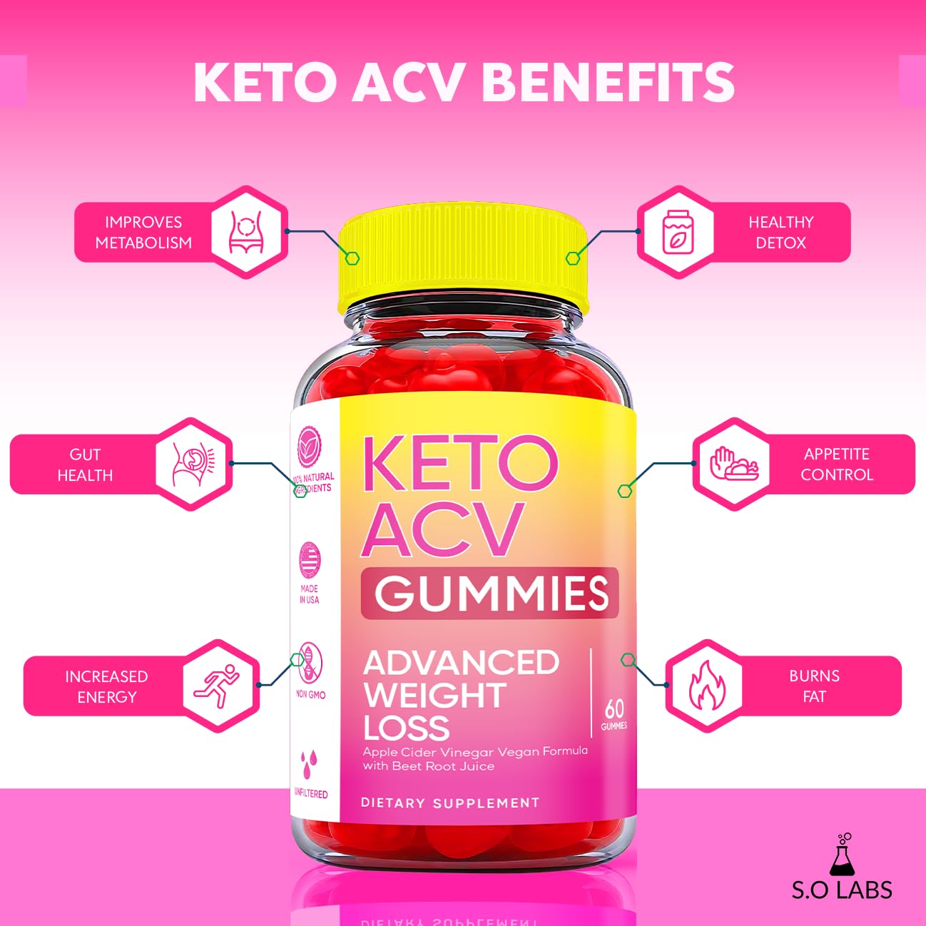 Keto ACV Gummies Advanced Weight Loss, ACV Supplement Work Fast Women Plus Men (2 Pack) S.O LabsAu supplements