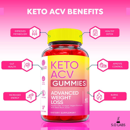 Keto ACV Gummies Advanced Weight Loss, ACV Supplement Work Fast Women Plus Men (2 Pack) S.O LabsUS supplements