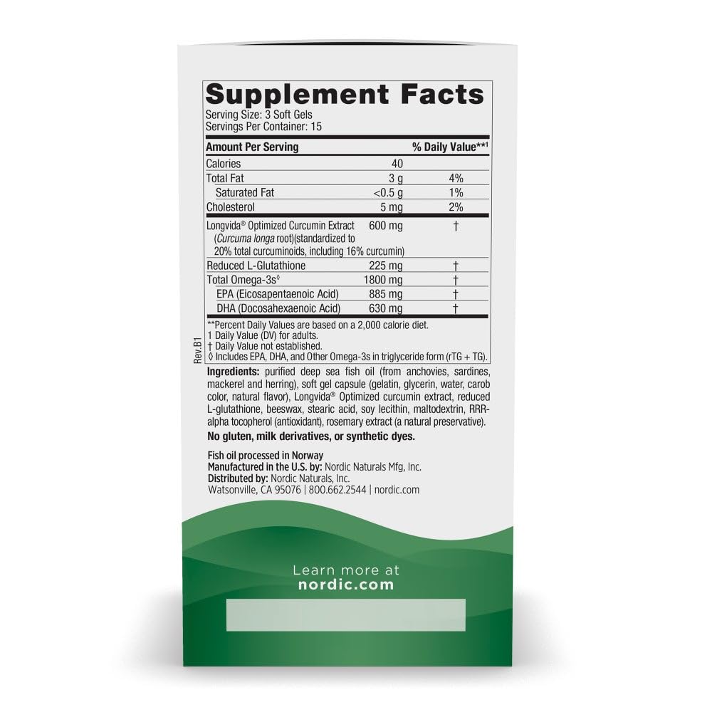 Nordic Naturals Recovery Plus, Unflavored - 45 Soft Gels - 1800 mg Omega-3 Fish Oil - 600 mg Longvida Optimized Curcumin - Cellular Health & Recovery - Post-Exercise Muscle Support - 15 Servings Nordic NaturalsAu supplements
