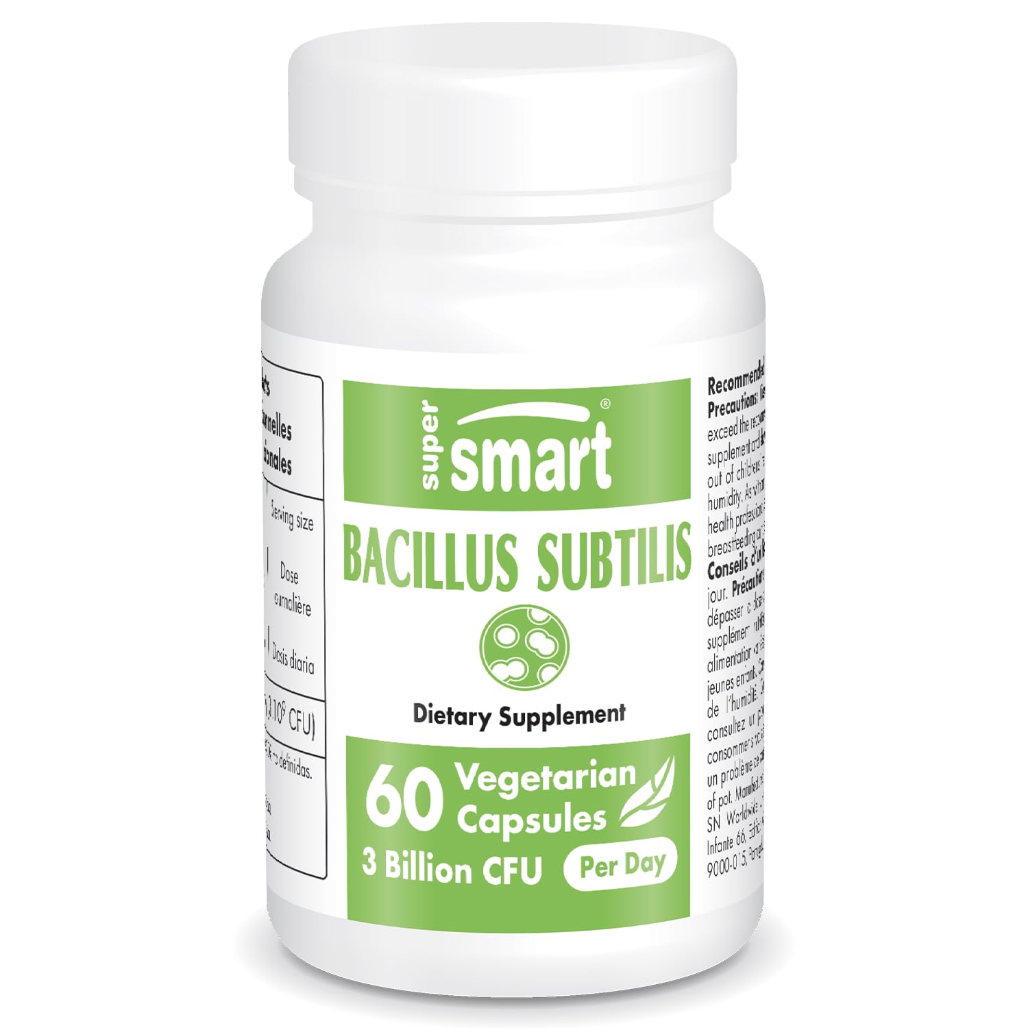 Supersmart - Bacillus Subtilis 3 Billion CFU per Day (High Potency) - Spore Probiotic SupersmartUS supplements