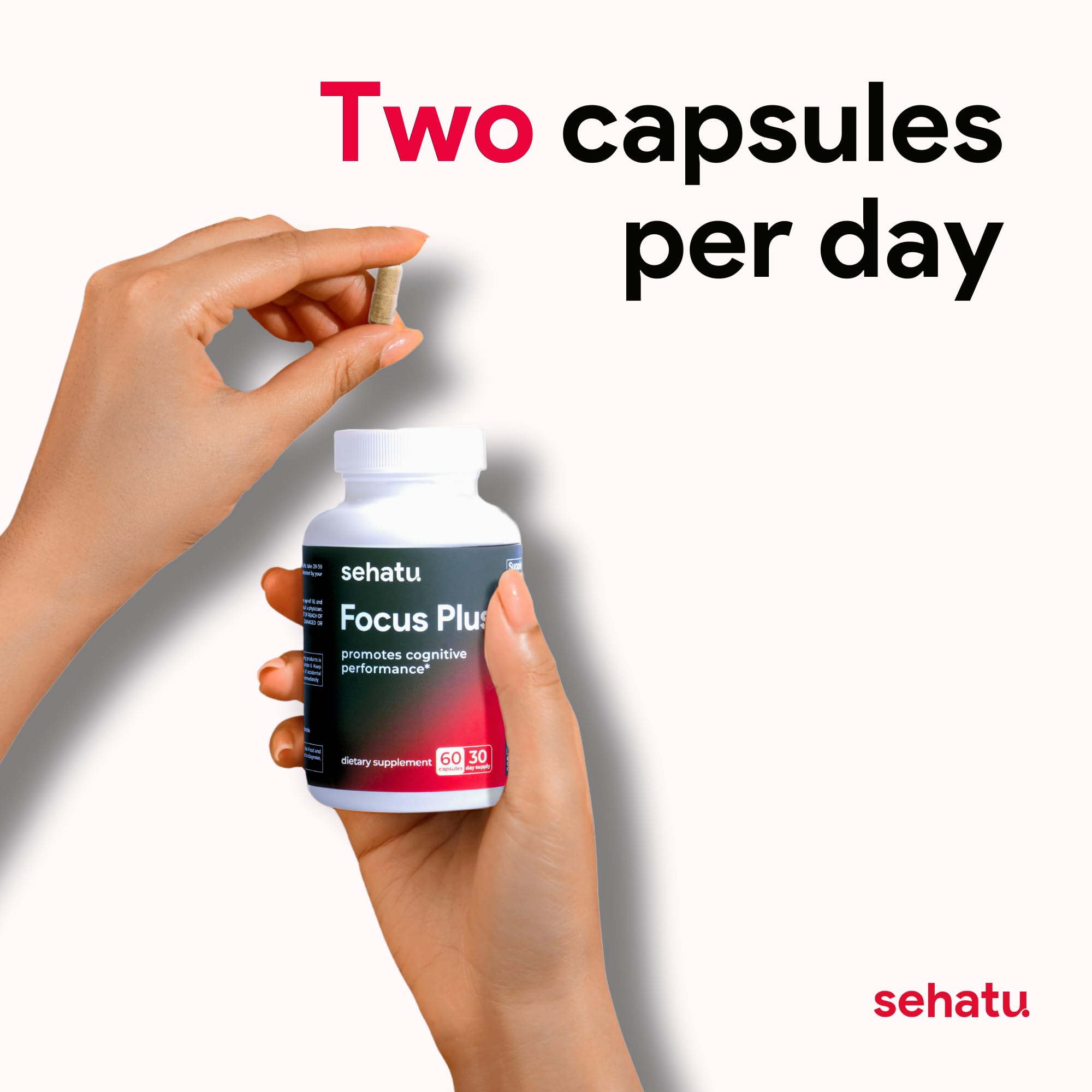 SEHATU Focus Plus Cognitive Performance Enhancer | with N-Acetyl L-Tyrosine, DMAE Bitartrate, GABA, Glutamic Acid | Boosts Focus, Enhances Memory, Supports Brain Health | 60 Count | 30 Day Supply SEHATUAu supplements