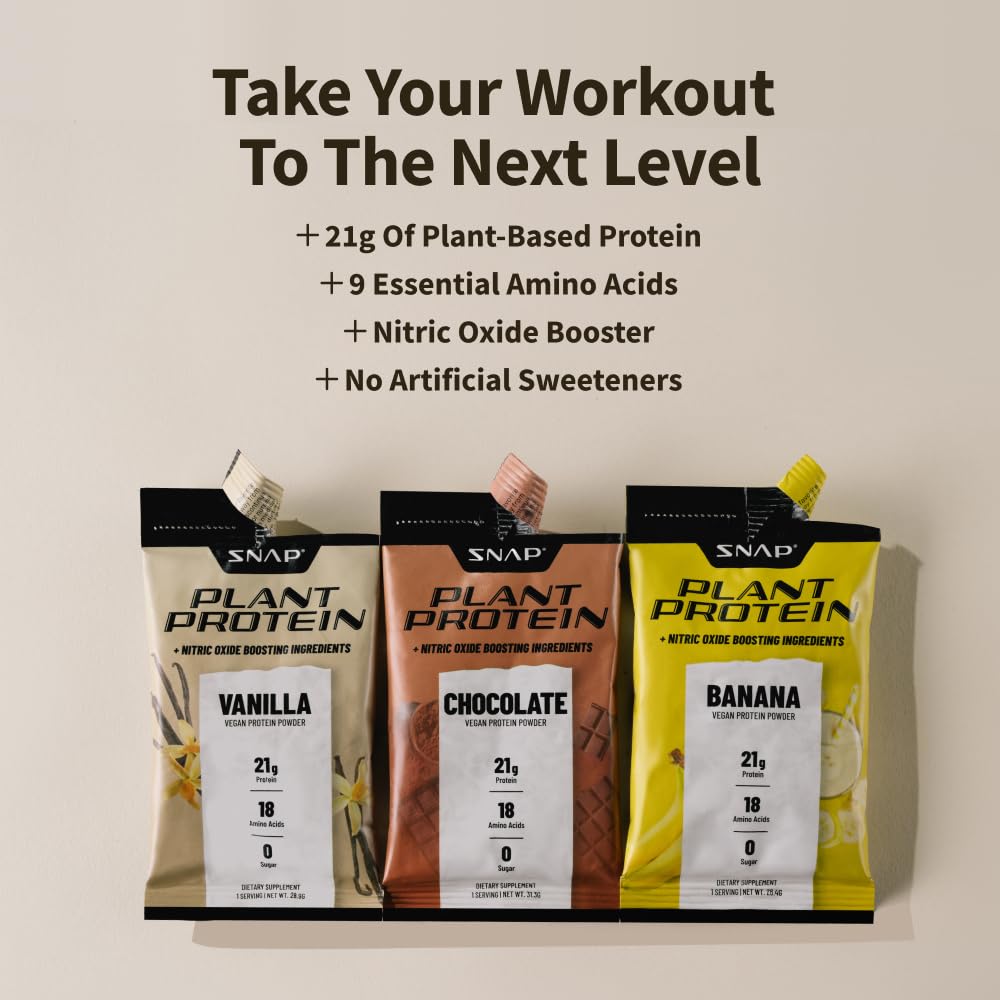 Snap Supplements 100% Plant Based Protein Powder Stick Packs with Nitric Oxide Booster Snap SupplementsAu supplements