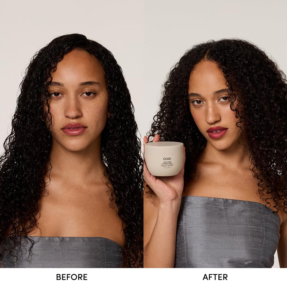 OUAI Thick Hair Mask - Treatment Masque with Almond Oil, Olive Oil, & Hydrolyzed Keratin to Restore Damaged Hair - Phthalate & Paraben Free Masque (3.4 Oz) OUAIAu supplements