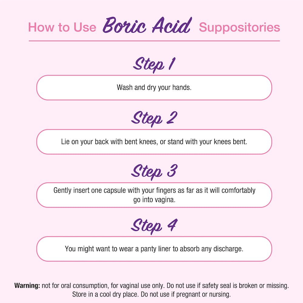 Puregen Labs Boric Acid 600 mg Vaginal Suppositories - 100% Pure | All Natural Without Dyes or Fillers P Puregen LabsAu supplements