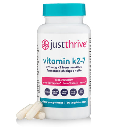 Just Thrive Vitamin K2-7 - Bone, Brain, and Heart Health K2 Vitamin Supplement, 60 Capsules Just ThriveUS supplements