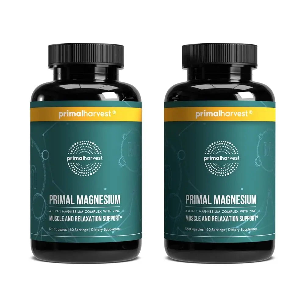 Primal Harvest Magnesium Supplement Complex 310mg by Primal Harvest with Magnesium Glycinate, Citrate, Malate, and Zinc 2 Pack, 240 Capsules Primal HarvestAu supplements