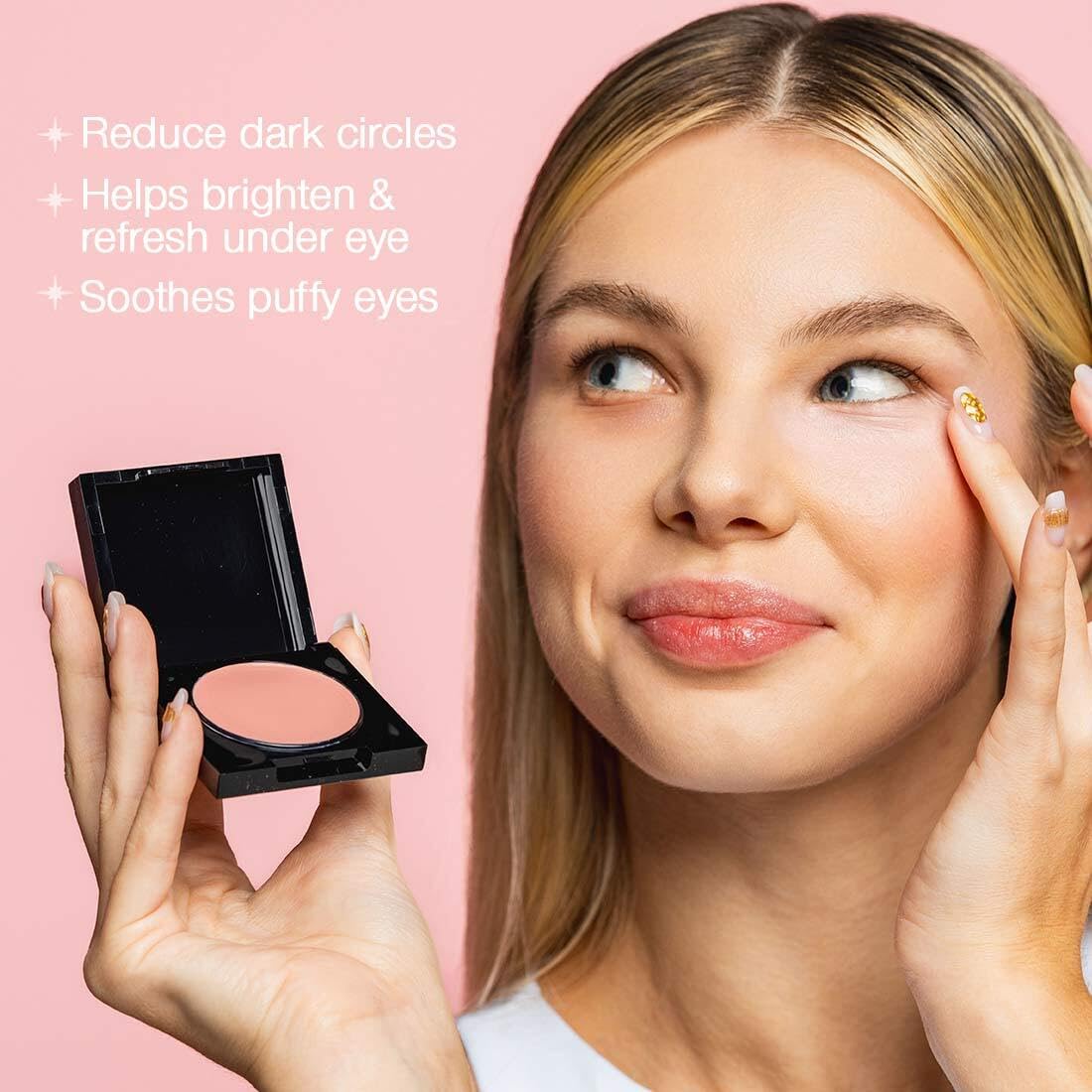 Palladio Under Eye Brightener, Conceal, Brightens, Reduces Appearance of Dark Circles, With Caffeine Peptides & Vitamin E, Tired Skin Color Correcting Brightener & Primer, Light to Medium (Soft Pink) PalladioAu supplements