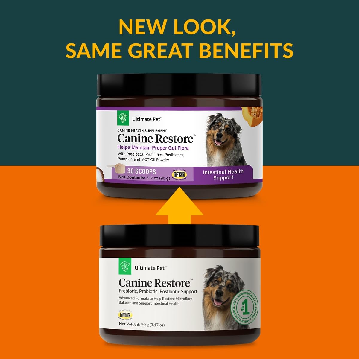 Ultimate Pet Nutrition Canine Restore, Gut Health Supplement with Prebiotics, Probiotics, & Postbiotics for Digestive Health & Immunity Support, Vet Formulated Powder Food Topper ULTIMATE PET NUTRITIONAu supplements
