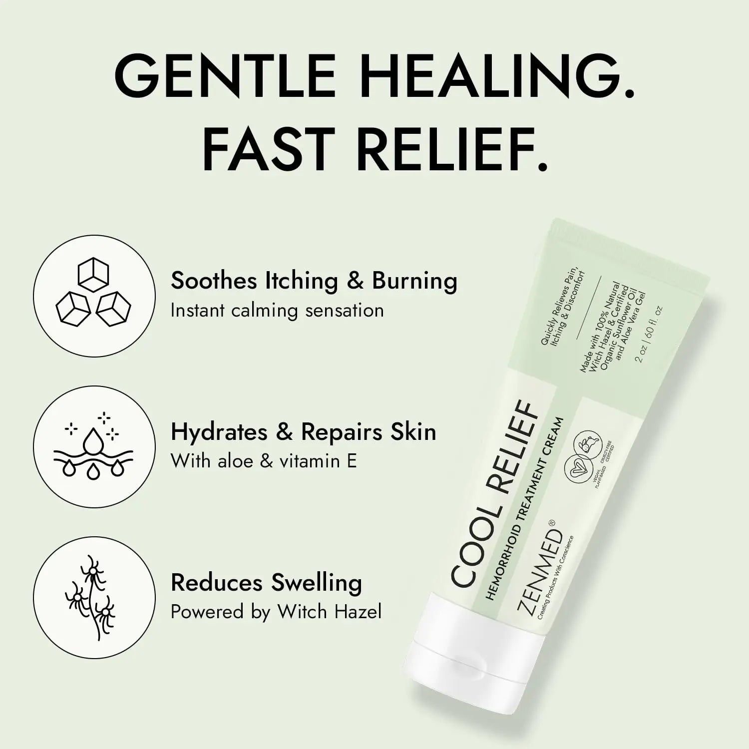 ZENMED Cool Relief - 2 oz Natural Herbal Cream with Organic Ingredients of Hemorrhoids Formula ZENMEDAu supplements