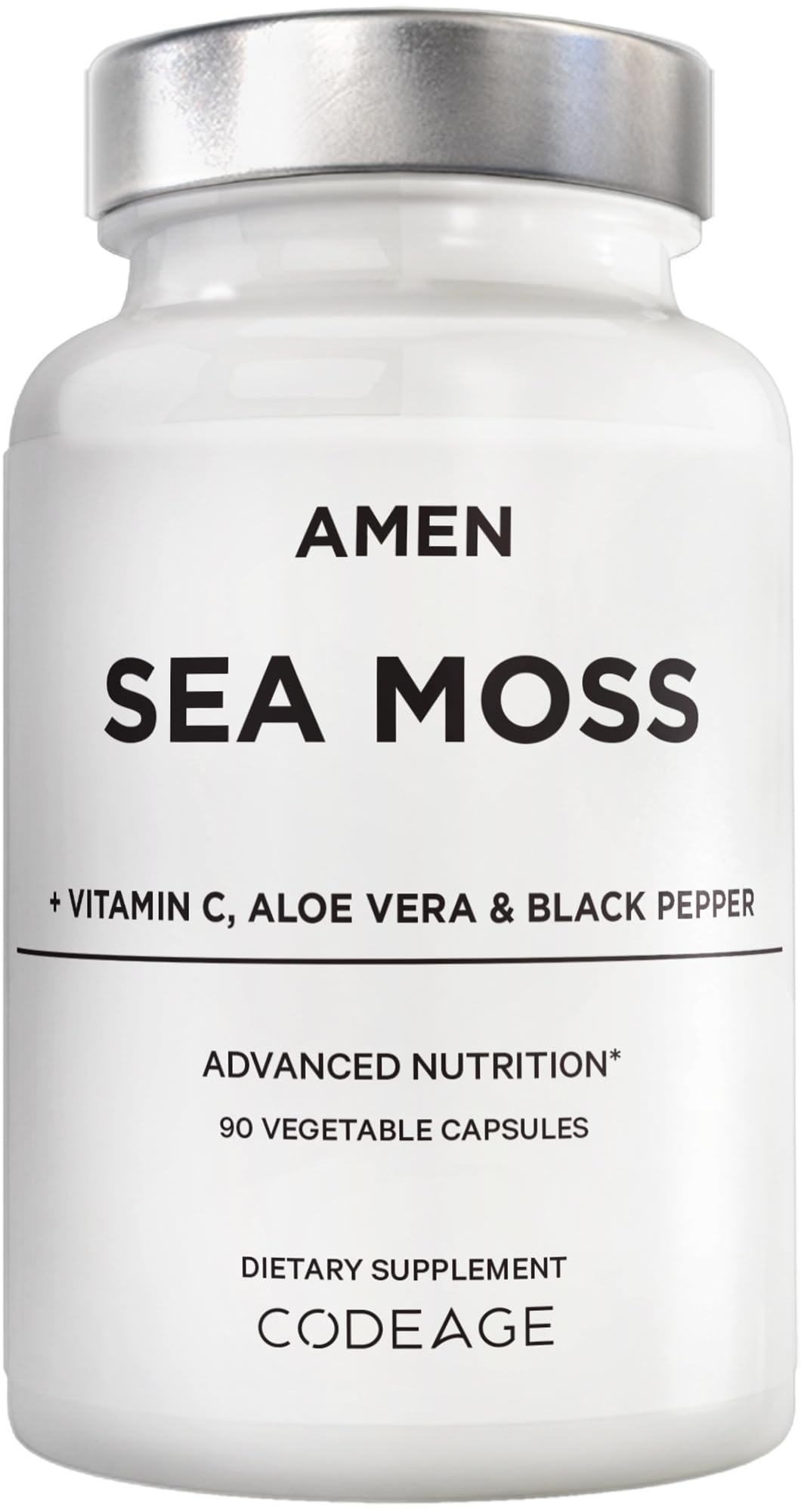 Amen Sea Moss Supplement - 1000mg Organic Irish Sea Moss, Bladderwrack, Burdock - Vitamin C, Aloe Vera, Black Pepper - Seaweed Superfood, Vitamins, Minerals, and Antioxidants - Non-GMO - 90 Capsules AmenAu supplements