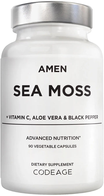Amen Sea Moss Supplement - 1000mg Organic Irish Sea Moss, Bladderwrack, Burdock - Vitamin C, Aloe Vera, Black Pepper - Seaweed Superfood, Vitamins, Minerals, and Antioxidants - Non-GMO - 90 Capsules AmenAu supplements