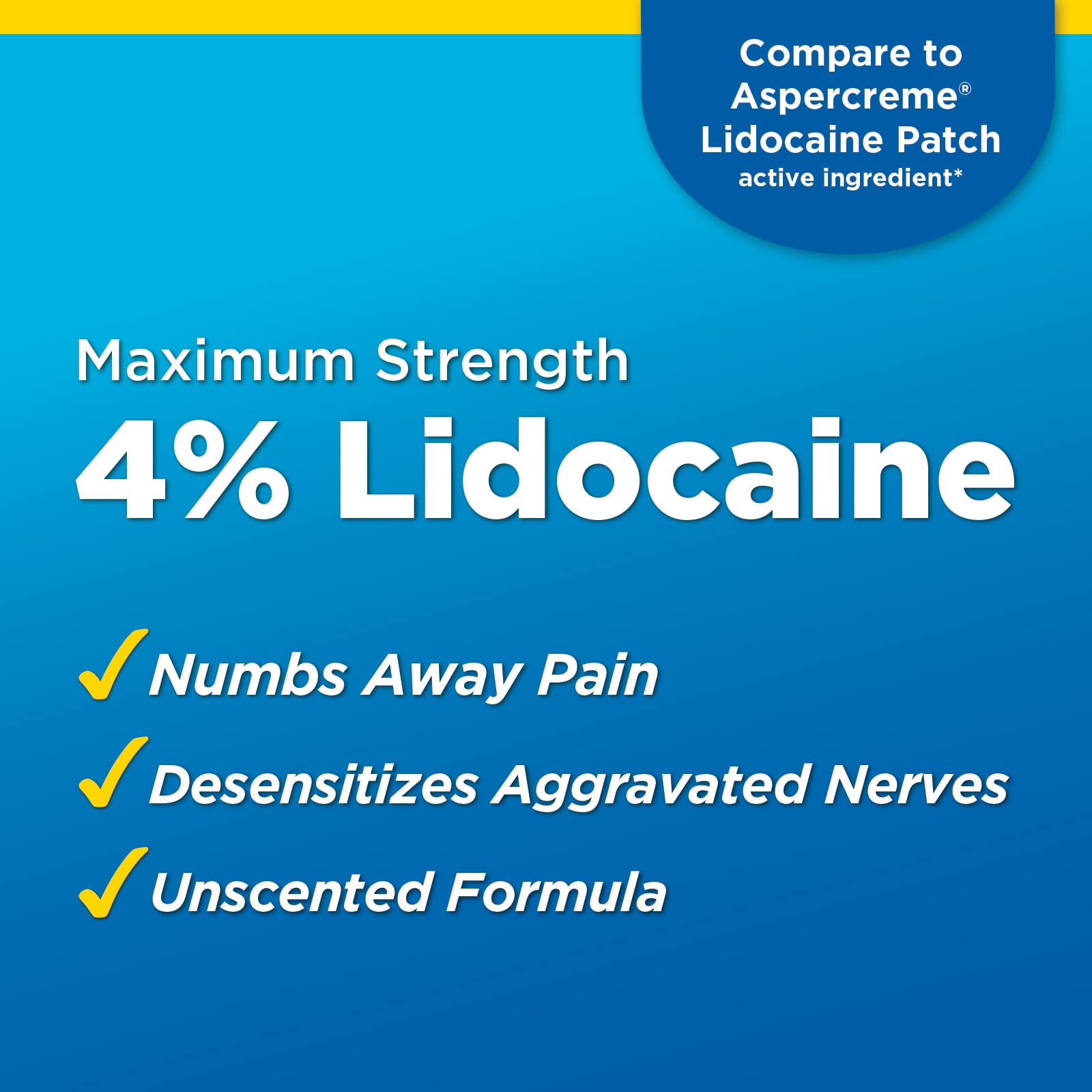 Amazon Basic Care Maximum Strength OTC Pain Relief , 4% Lidocaine Patch, 3.9” x 5.5”, 15-Count Box (Previously HealthWise) Amazon Basic CareAu supplements