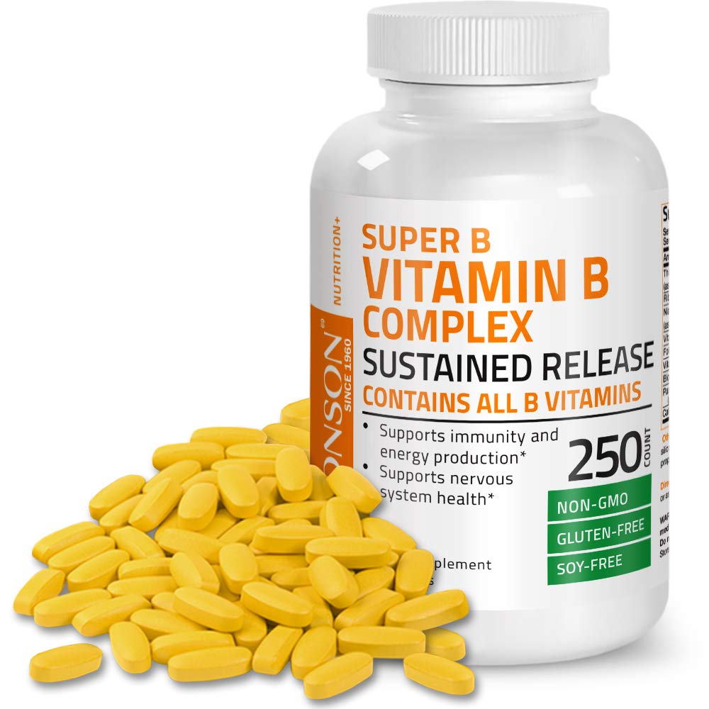 Bronson Super B Vitamin B Complex Sustained Slow Release Vitamin B1, B2, B3, B6, B9 BronsonUS supplements