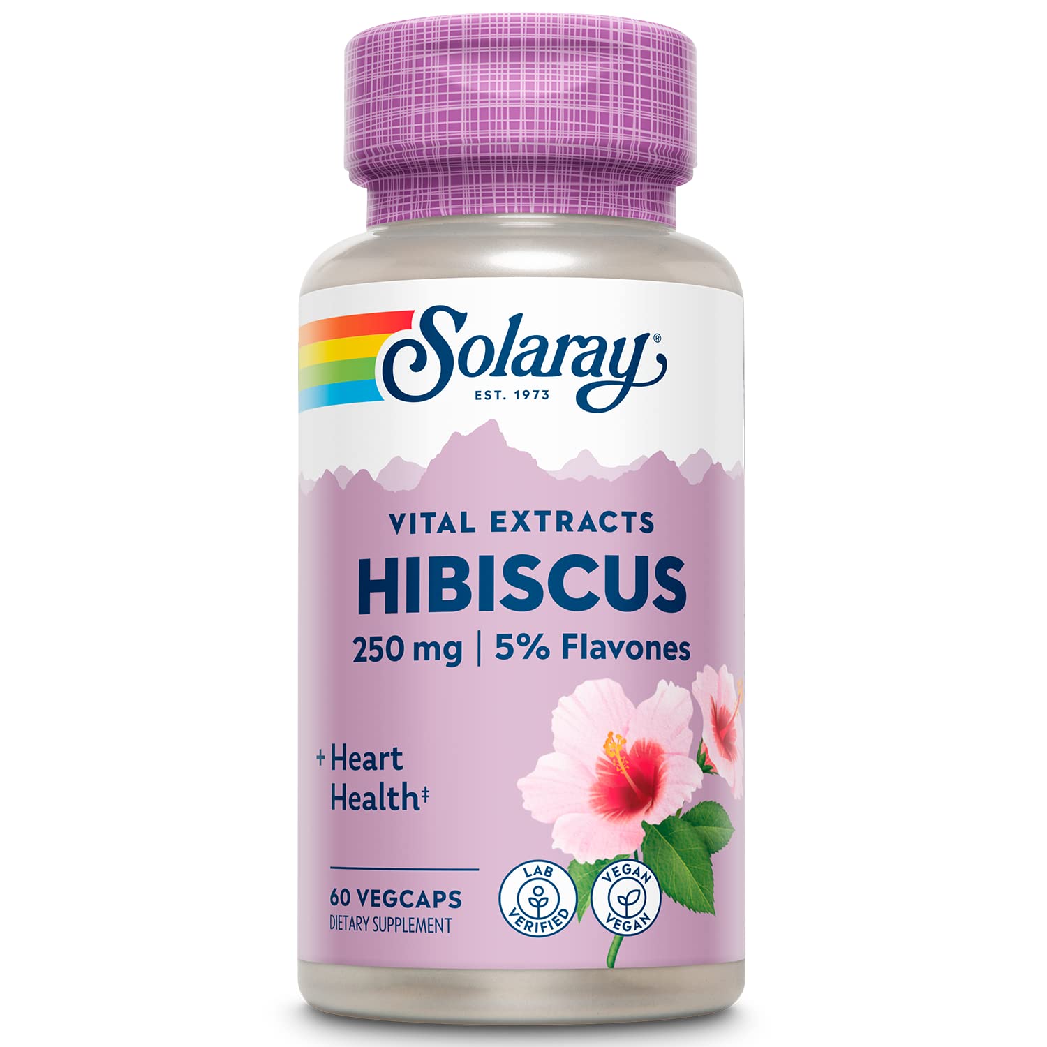 SOLARAY Hibiscus Flower Extract Sabdariffa Supplement - 250 mg, Healthy Cardiovascular Function Support for Men and Women, Non-GMO, Vegan Capsules - 60 Count VegCaps SOLARAYAu supplements