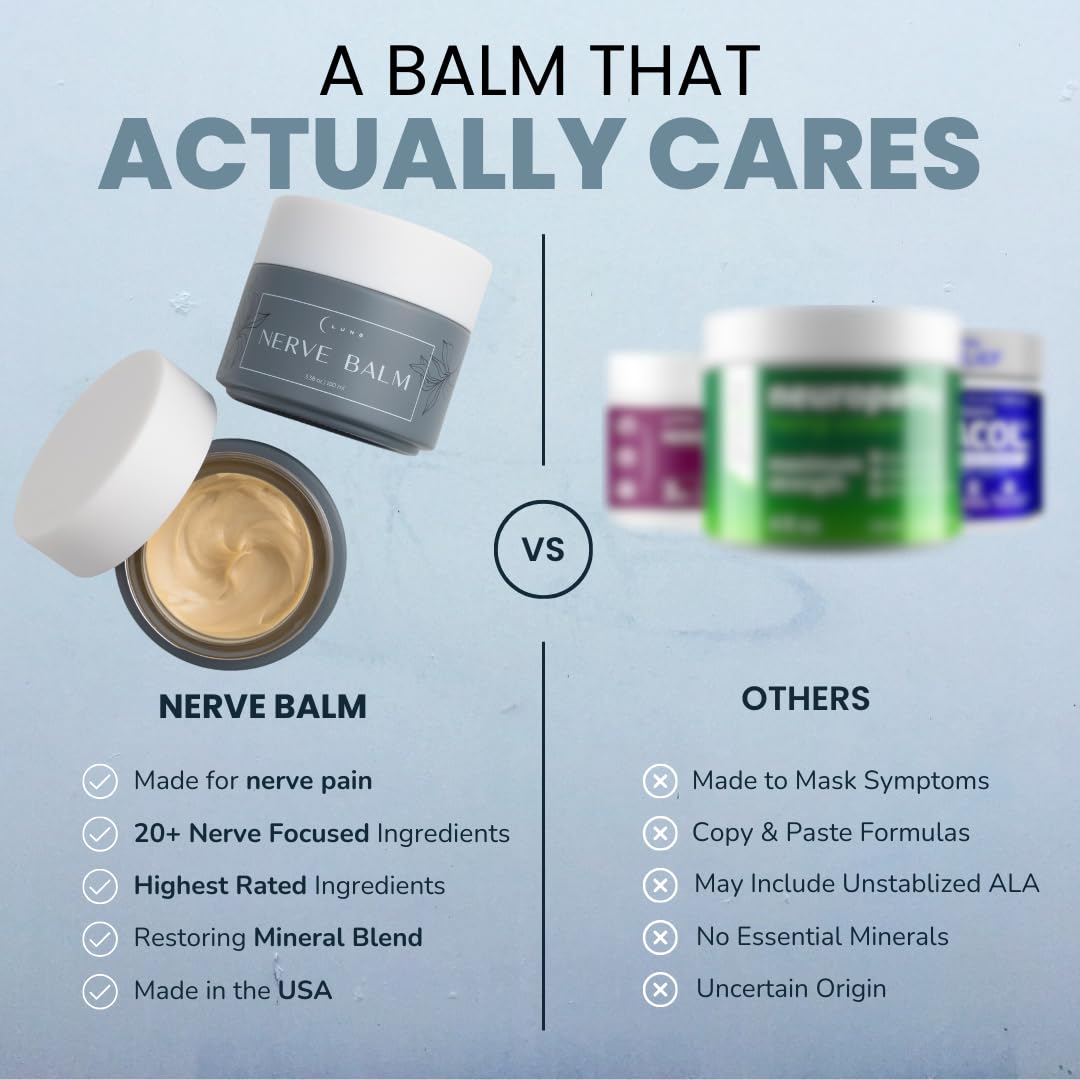 Lune Nerve Balm – Neuropathy Cream for Burning, Tingling & Numbness in Feet & Hands | Natural Nerve Pain Relief Cream with Arnica, Vitamin B6 & Magnesium | 3.4 oz LuneAu supplements