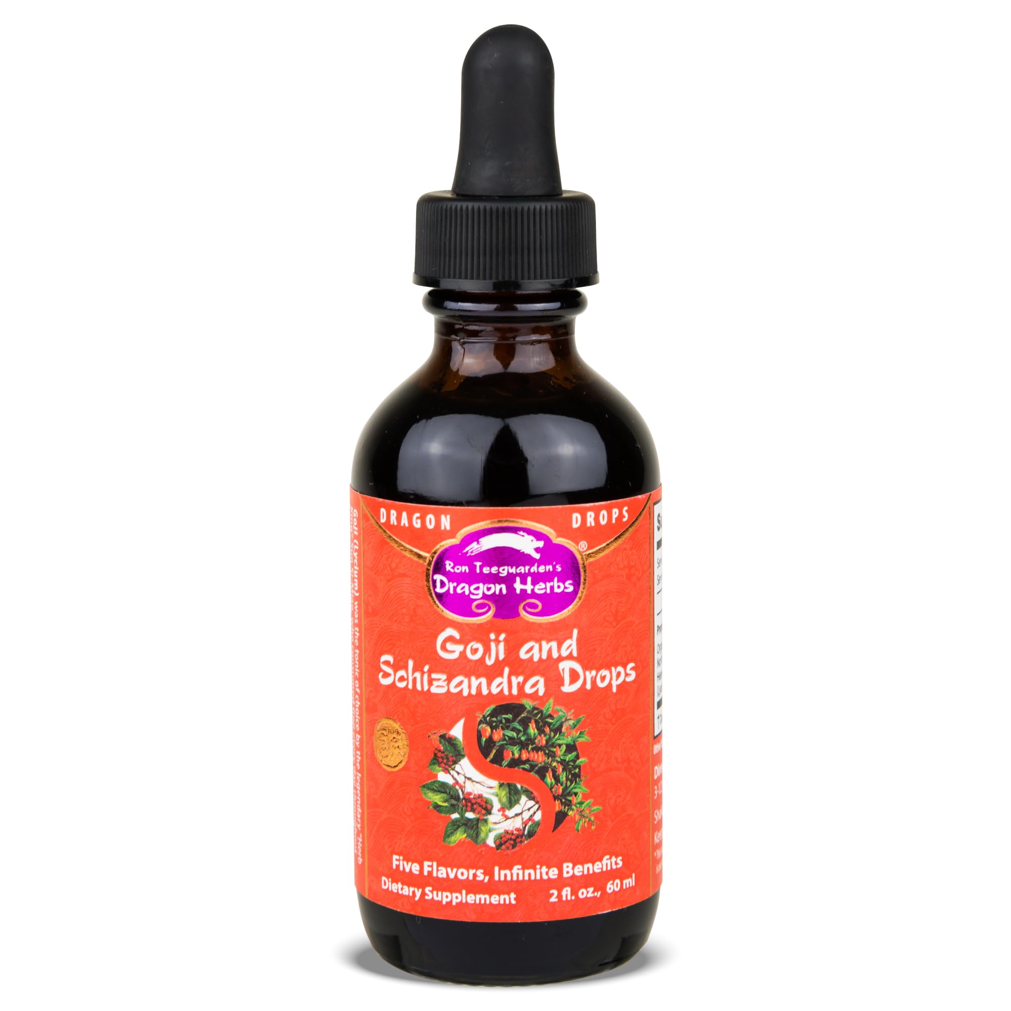 Dragon Herbs Goji Berry & Schizandra Drops • Triple Extractions • for Eye, Skin, Lung & Healthy Aging Support, Beauty Tonic • Super Potency • Fast Acting • 2 fl oz, 60 mL • Tincture Supplement Dragon HerbsAu supplements