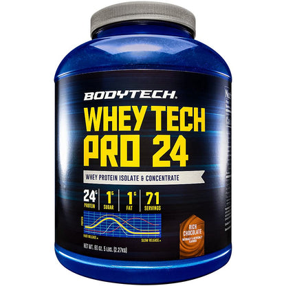 BODYTECH Whey Tech Pro24 Powder Rich Chocolate (5 lbs/ 71 Servings) BODYTECHUS supplements
