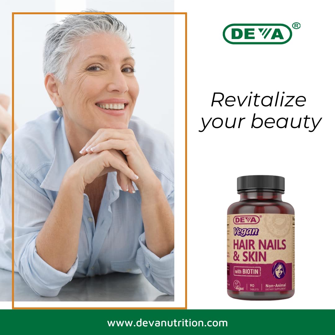 DEVA Vegan Vitamins Hair, Nails & Skin Supplement with 500 mcg of Biotin Per Tablet 90 Tablets (Pack of 2) DEVAAu supplements