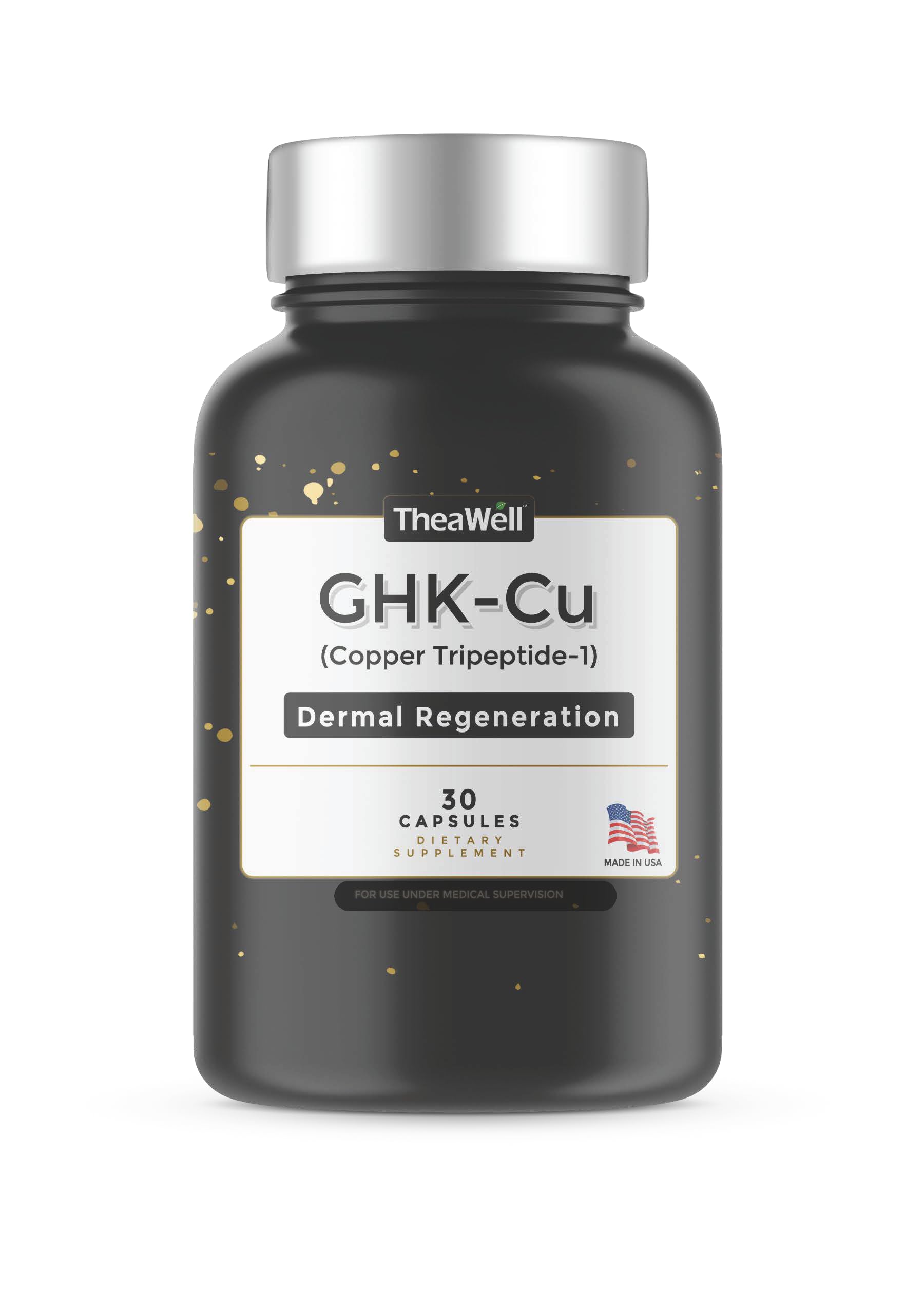 TheaWell GHK-Cu Copper Tripeptide-1, 5mg with MSM, Biotin, Zinc, Bioperine Black Pepper Extract, Dermal Regeneration, Hair Skin and Nails Support, 30 Vegan Capsules, Made in USA TheaWellAu supplements