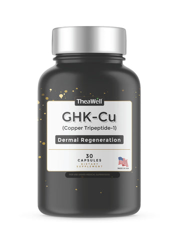 TheaWell GHK-Cu Copper Tripeptide-1, 5mg with MSM, Biotin, Zinc, Bioperine Black Pepper Extract, Dermal Regeneration, Hair Skin and Nails Support, 30 Vegan Capsules, Made in USA TheaWellAu supplements