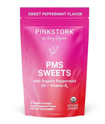Pink Stork Organic PMS Support Sweets for Teens and Women - Simple & Natural Ingredients Vitamin B6 and Peppermint Pink StorkAu supplements