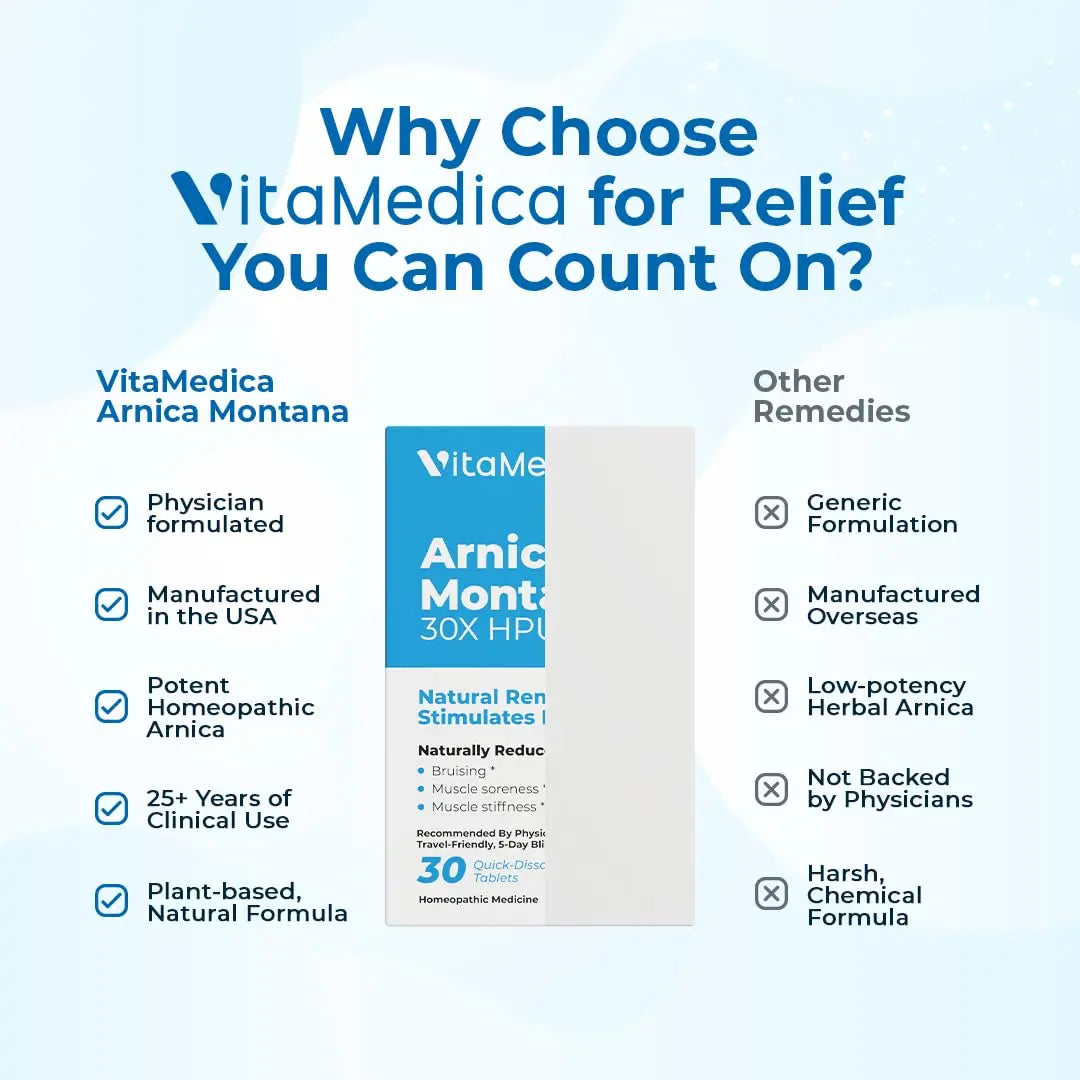 Arnica Montana 30X HPUS, Clinical Grade, Quick Dissolve Tablets, Five-Day Recovery Pack for Pain and Bruise Relief After Surgery or Injury, Natural Healing, Gentle on The Stomach - 30 Count VitaMedicaAu supplements