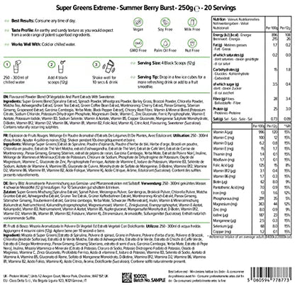 Protein Works Super Greens Extreme Powder , 156 Health Benefits , 41 Active Ingredients , Vegan Protein WorksUS supplements