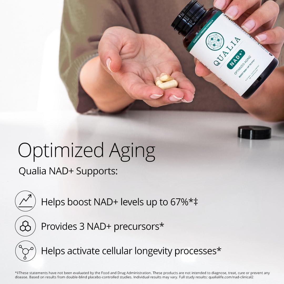 Qualia NAD Supplement — Clinically Proven to Boost NAD+ up to 67%. Optimized Aging, Energy, Focus. Elite NAD+ Booster Ingredients Nicotinamide Riboside (NIAGEN), Niacin, Niacinamide (1 Month Supply) QUALIA LIFE SCIENCESAu supplements