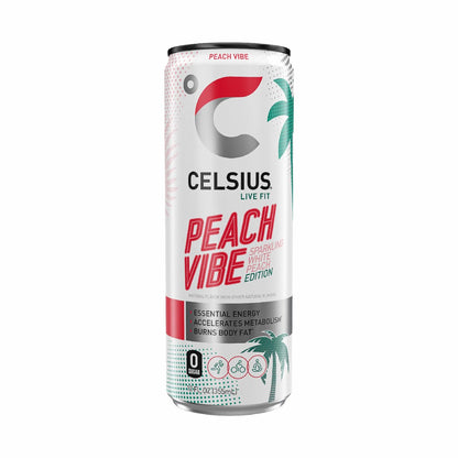 CELSIUS Sparkling Peach Vibe, Functional Essential Energy Drink, 12 Fl Oz CELSIUSUS supplements