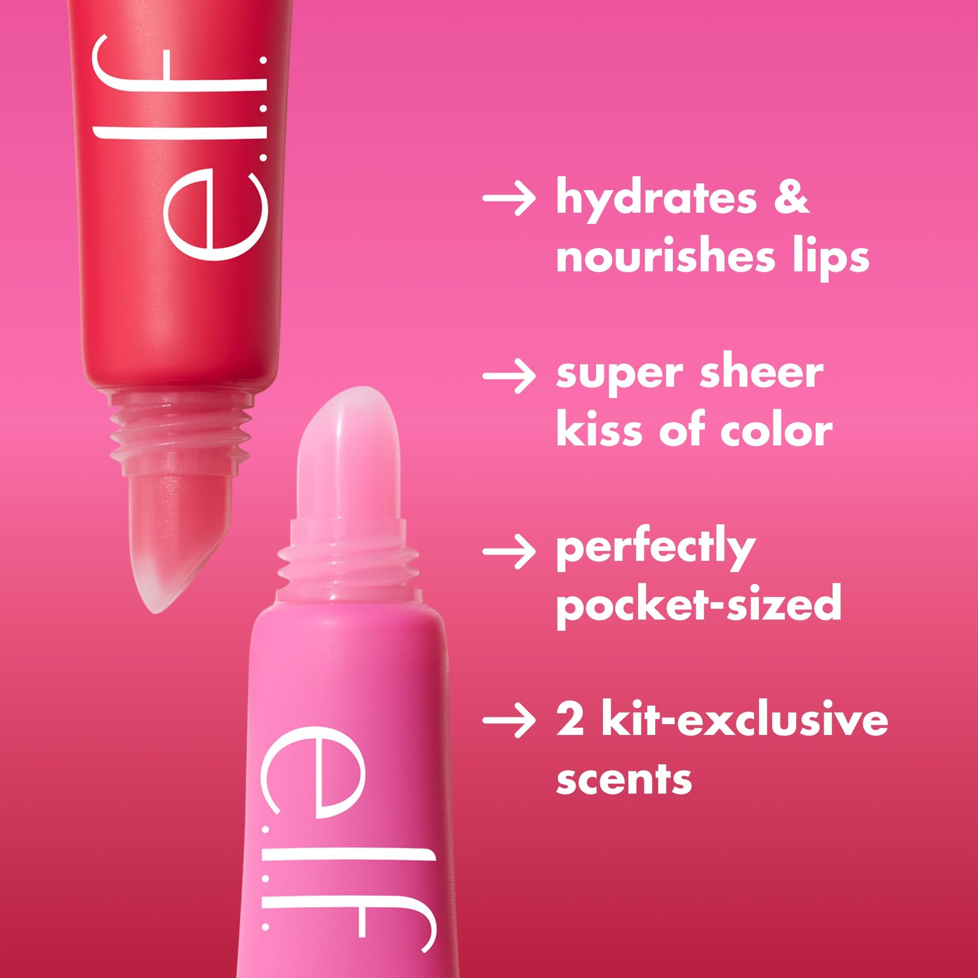 e.l.f. Squeeze Me More Lip Balm Duo, Moisturizing Balm For A Sheer Tint Of Color, Made With Hyaluronic Acid, Vegan & Cruelty-Free, Cherry & Bubblegum e.l.f.Au supplements