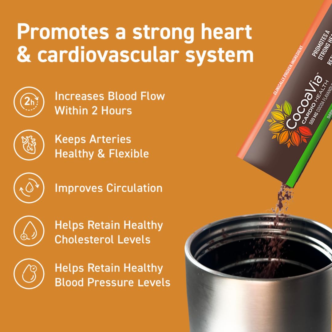 CocoaVia Cardio Health Cocoa Powder, 15 Single Serve Sticks, 500mg Cocoa Flavanols CocoaViaAu supplements