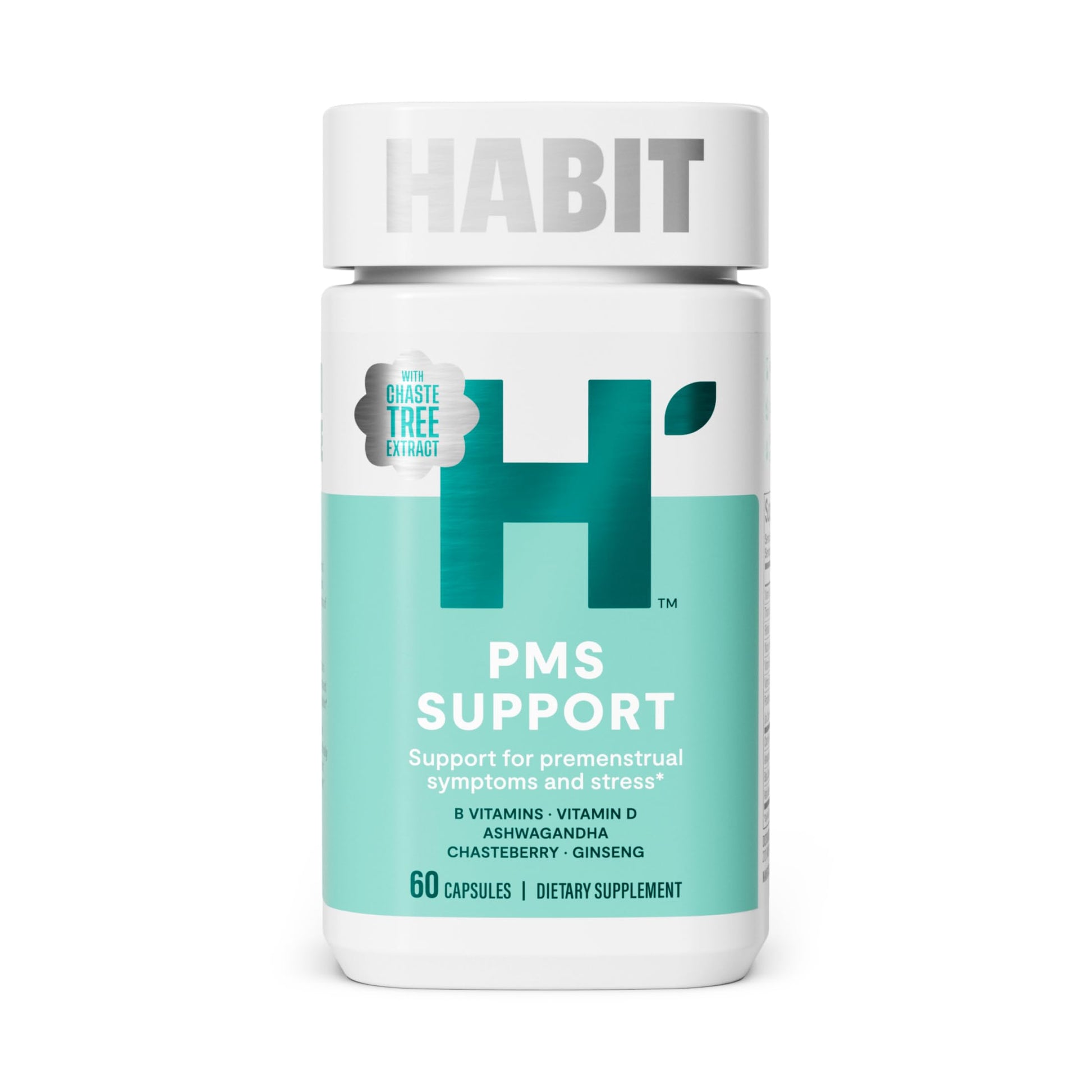 Habit PMS Support Supplement for Women (60 Capsules) - Supports Premenstrual Symptoms & Stress, Hormone Balance, Mood, B Vitamins, Vitamin D, Chasteberry, Ashwagandha, Gluten-Free, Non-GMO (1 Pack) H' HabitAu supplements