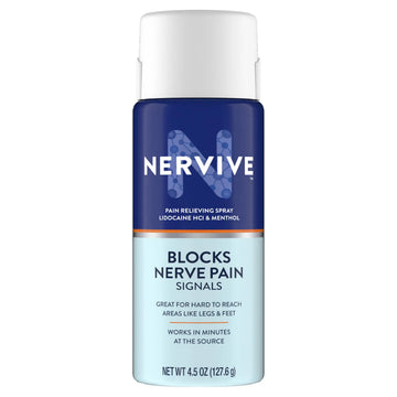 Nervive Pain Relieving Spray, Lidocaine Spray, Nervive Pain Relief, Lidocaine Topical, Foot Pain, Leg Pain, Hand Pain, Max Strength Formula, for Hard to Reach Areas, 4.5oz NerviveAu supplements