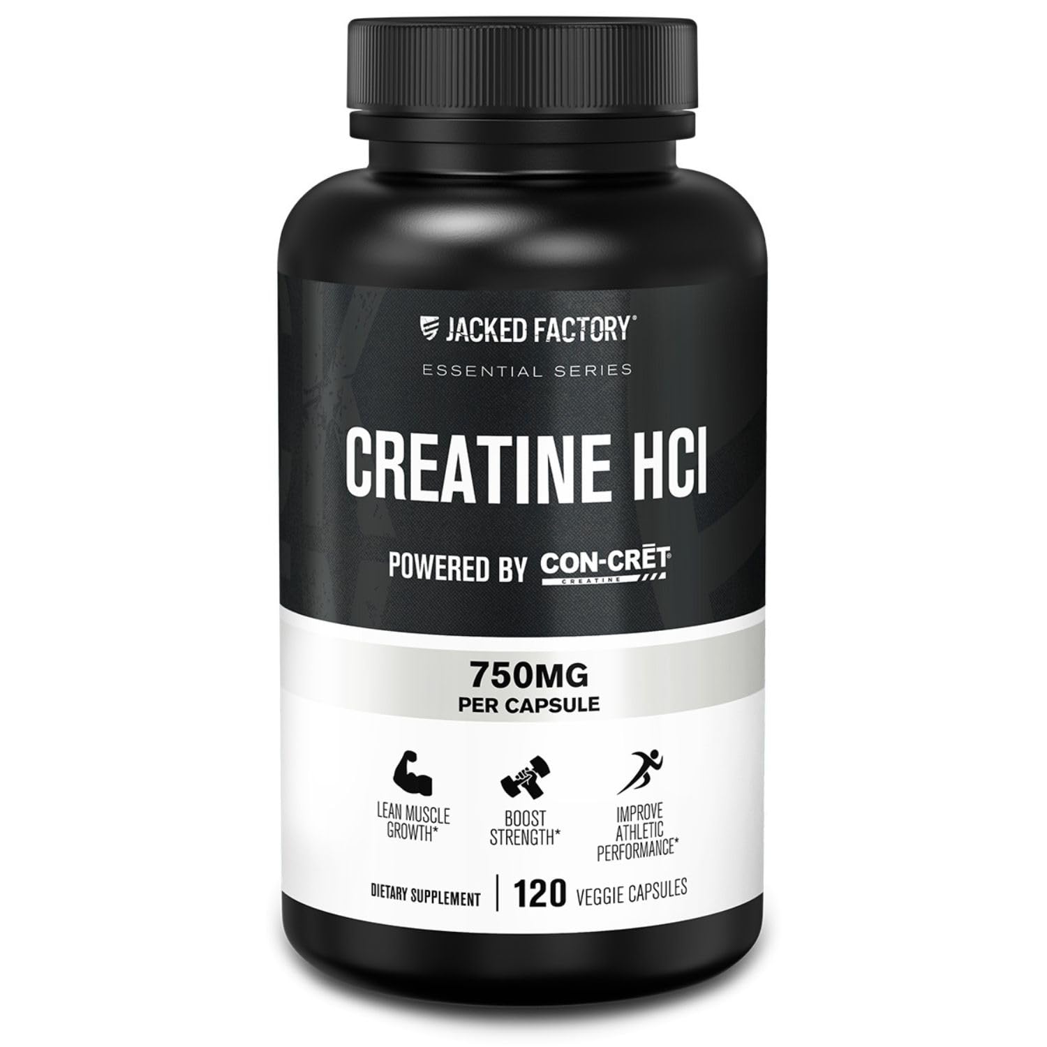 Jacked Factory Creatine HCl Capsules - CON CRET Creatine Pills 750mg - Lean Muscle Growth & Recovery, Boost Strength & Endurance, No Bloating or Cramps - 120 Capsules Jacked FactoryAu supplements