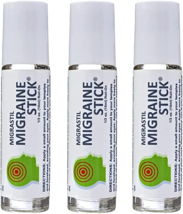 Basic Vigor Migrastil Migraine Stick Rollon - Fast Cooling Comfort for Your Head 3-Pack. Aromatherapy with Peppermint & Other Essential Oils. Metal Roller. Made in USA by Basic Vigor Basic VigorAu supplements