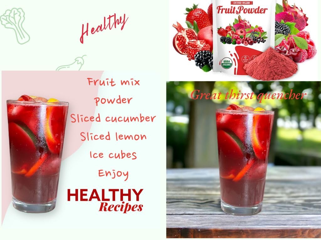 Organic Superfood Fruit Powder Smoothie & Juice mix - Antioxidants Rich Nutrients. Digestive Health, Weight Management, Immune Boosting, Energy boosting, Vitality, Vegan, Non- GMO, Gluten Free, Vegan. YMC WellnessAu supplements