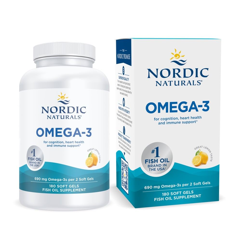 Nordic Naturals Omega-3, Lemon Flavor - 180 Soft Gels - 690 mg Omega-3 - Fish Oil - EPA & DHA - Immune Support, Brain & Heart Health, Optimal Wellness - Non-GMO - 90 Servings Nordic NaturalsAu supplements