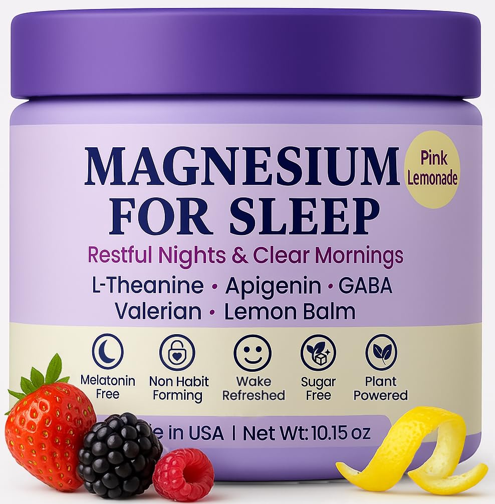 Magnesium Glycinate Powder for Sleep - Magnesium Sleep Aid Without Melatonin - Natural Sleep Drink Mix with GABA, L-Theanine, Apigenin, Valerian & Lemon Balm Dr. MatthewAu supplements