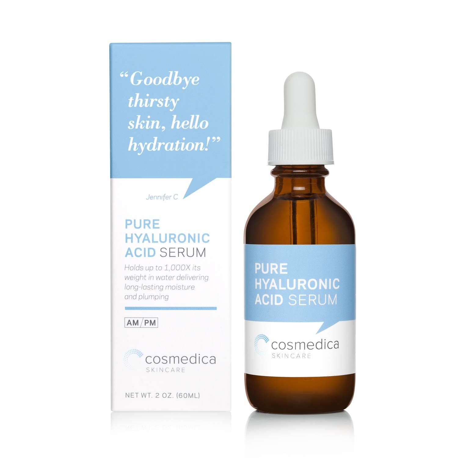 Hyaluronic Acid Serum for Skin 100% Pure Anti Aging Serum Intense Hydration Cosmedica SkincareUS supplements