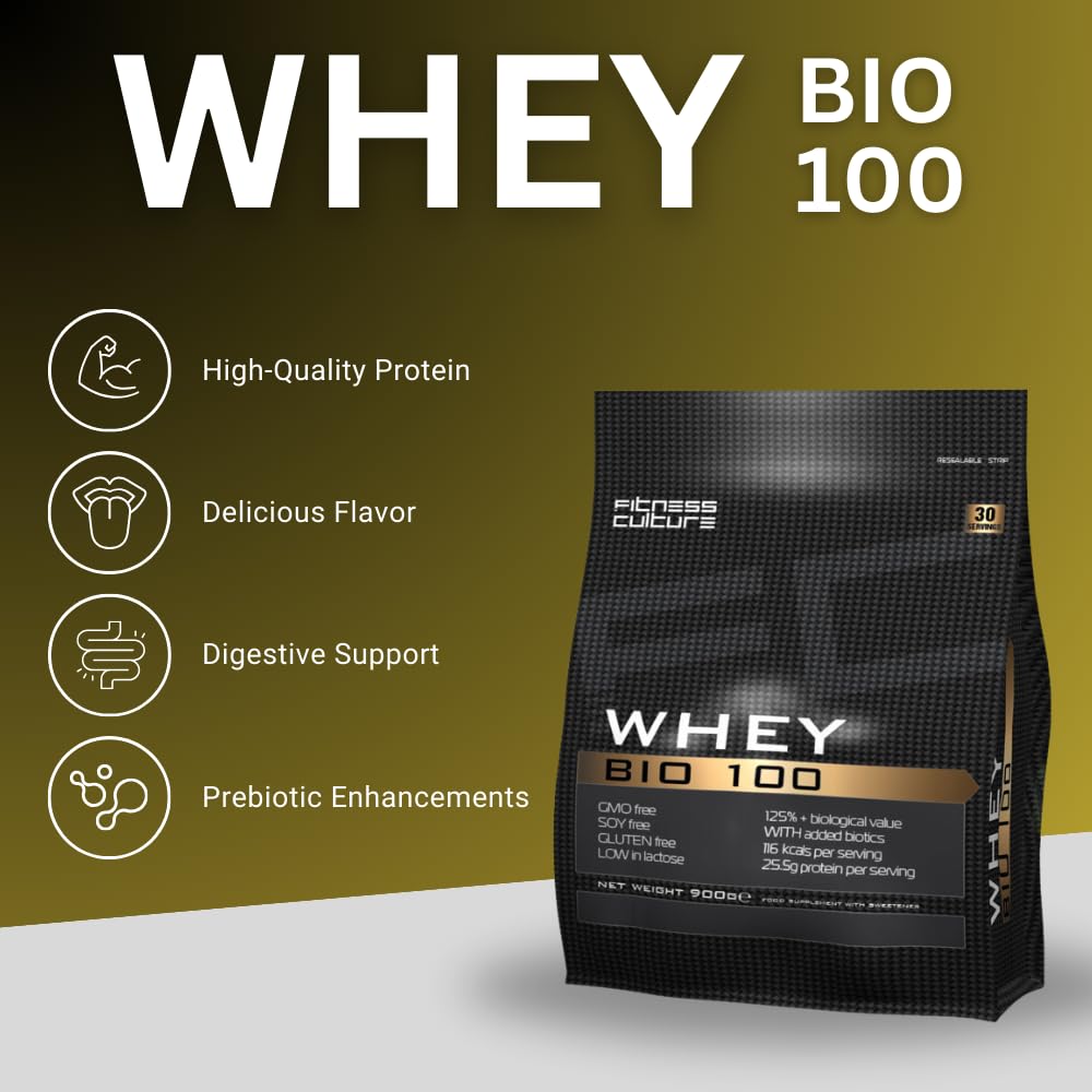 Fitness Culture Whey Bio 100 Whey Protein Powder with Pre and Pro Biotics Raspberry Flavour My StoreAu supplements